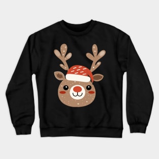 Cute kawaii reindeer Christmas design Crewneck Sweatshirt